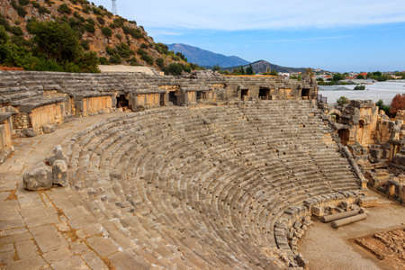 Ruins of ancient Greek-Roman theater of Myra in Demre, Antalya province in Turkey