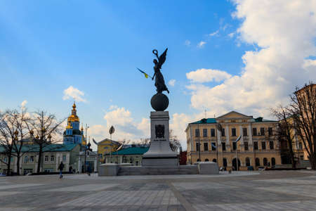 Kharkov, Ukraine - April 5, 2021: Statue of Independence on Constitution Square in Kharkiv, Ukraine....