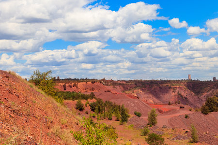 View of huge iron ore quarry in Kryvyi Rih, Ukraine. Open pit miningの写真素材