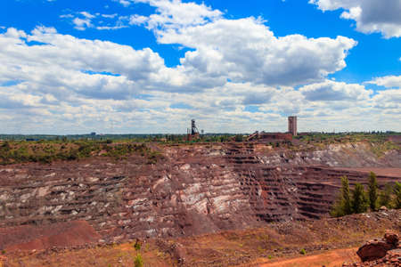 View of huge iron ore quarry in Kryvyi Rih, Ukraine. Open pit miningの写真素材