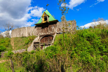 Cossack wooden-earthen fortress of 16-18 centuries in Open-air Museum of Folk Architecture and Folkways of Middle Naddnipryanschina in Pereyaslav, Ukraineのeditorial素材