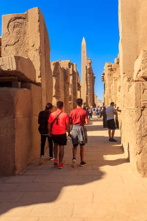 Luxor, Egypt - December 11, 2018: Unidentified people visiting the ancient Karnak Temple Complex in Luxor, Egyptのeditorial素材