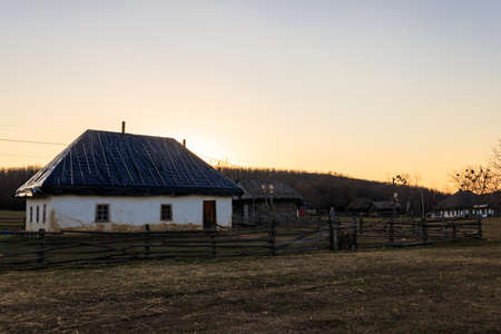 Ancient traditional ukrainian rural clay house in authentic Cossack farm in Stetsivka village in Ð¡herkasy region, Ukraineの写真素材