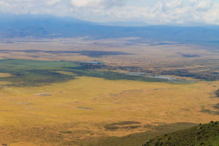 Aerial view of Ngorongoro crater national park in Tanzaniaの写真素材
