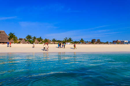 Kendwa, Zanzibar, Tanzania - September 16, 2021: View of tropical sandy Kendwa beach on Zanzibar, Tanzaniaのeditorial素材