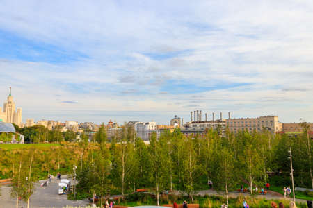 Moscow, Russia - August 15, 2019: View of the Zaryadye park in a center of Moscow, Russiaのeditorial素材