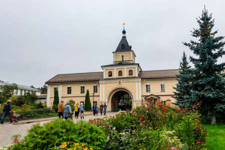 Kozelsk, Russia - August 17, 2019: Holy gate of Optina Monastery. Optina Pustyn (literally Opta's hermitage) is an Eastern Orthodox monastery near Kozelsk in Russiaのeditorial素材
