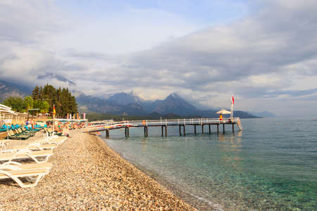 Kemer, Turkey - October 19, 2020: View of the Mediterranean sea coast and the Taurus mountains in Kemer, Antalya province in Turkeyのeditorial素材