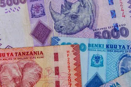 Background of the different tanzanian shillings banknotesの写真素材