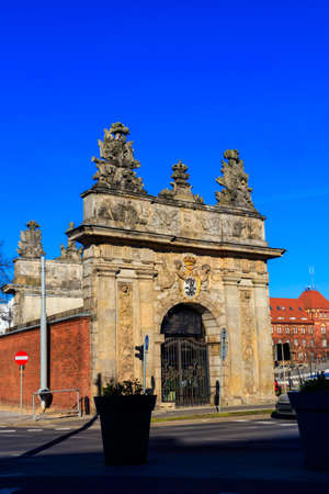 Royal Gate, one of two remaining city gates and fortifications from 1700s in Szczecin, Poland
