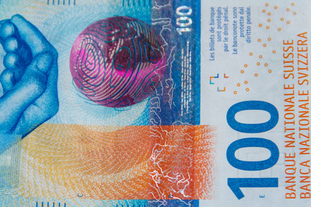 Macro shot of one hundred swiss francs banknote