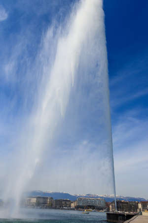 The Jet d'Eau fountain in Geneva, Switzerland. Symbol of Genevaの写真素材