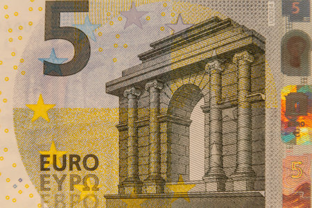Macro shot of five euro banknoteの写真素材