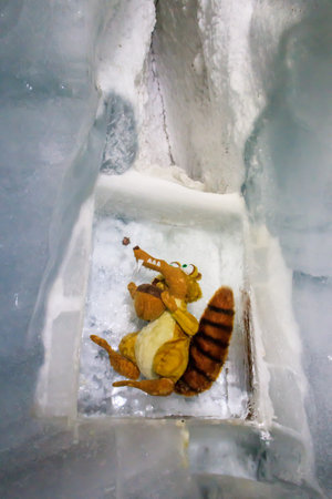 Jungfraujoch, Switzerland - August 21, 2022: Scrat, squirrel of the Ice Age movie frozen in Ice Palace of Jungfraujoch Station in Switzerlandのeditorial素材