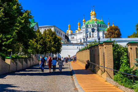 Kiev, Ukraine - August 24, 2019: View of the Kiev Pechersk Lavra, also known as the Kiev Monastery...