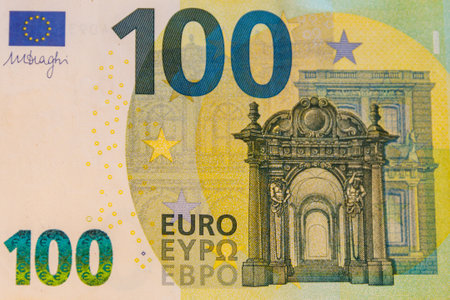 Macro shot of the hundred euro banknote