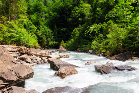 View of the Kander river in Switzerland