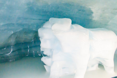 Ice sculptures in Ice Palace of Jungfraujoch Station in Switzerlandの写真素材