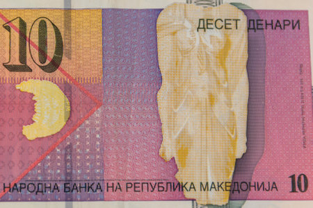 Macro shot of ten macedonian denar banknote