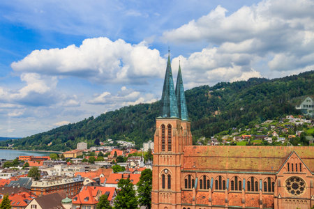 View of Church of the Sacred Heart in Bregenz, Austriaの写真素材