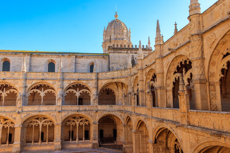 Courtyard of the Jeronimos monastery in Lisbon, Portugal
