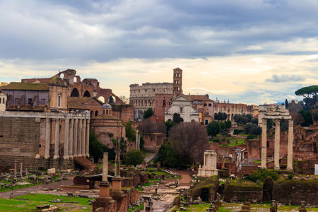 Ruins of the Roman Forum in Rome, Italy