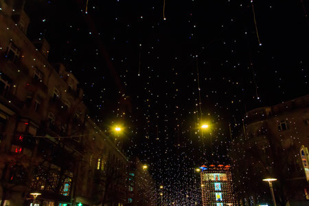 Zurich, Switzerland - December 8, 2022: Famous Bahnhofstrasse street decorated for Christmas in Zurich, Switzerlandのeditorial素材
