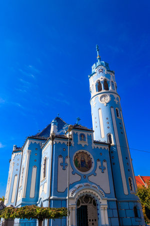 Blue Church or The Church of St. Elizabeth or Modry Kostolik in Bratislava, Slovakiaの写真素材
