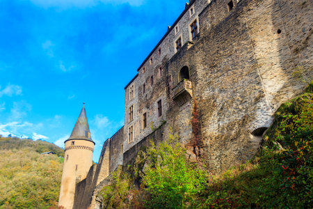 View of Vianden castle in Luxembourgのeditorial素材