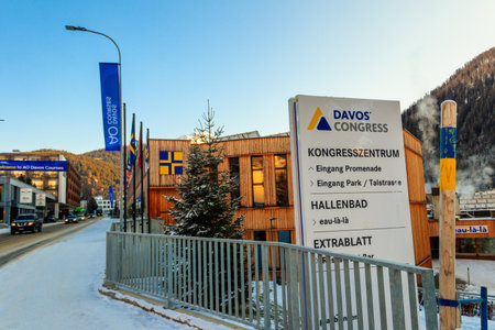 Davos, Switzerland - December 8, 2022: Davos Congress Center where the prestigious annual World Economic Forum takes place in Switzerlandのeditorial素材