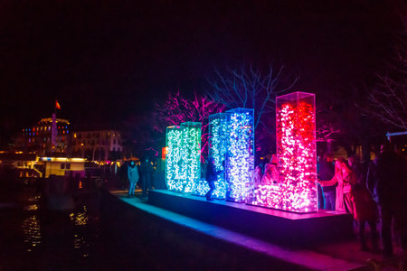 Lucerne, Switzerland - January 14, 2023: LILU Light Festival in Lucerne, Switzerlandのeditorial素材