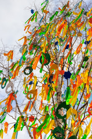 Easter Tree at the Old Town Square in Prague, Czech Republicの写真素材