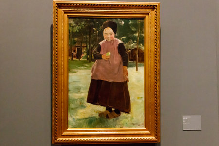 Hamburg, Germany - March 31, 2022: Artwork "Eva" 1883 by Max Liebermann in the Hamburger Kunsthalle, the art museum in Hamburg, Germanyのeditorial素材