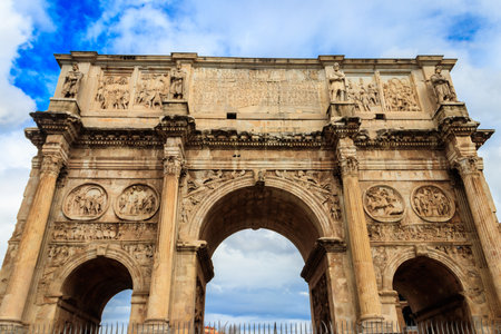 Arch of Constantine, famous landmark of Rome, Italyの写真素材