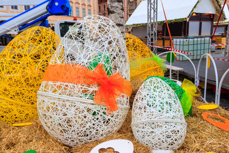 Easter decoration on the Old town square in Prague, Czech Republic