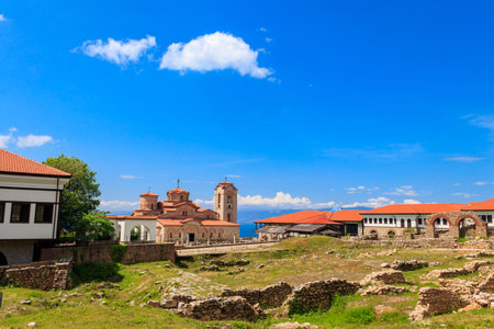 Church of Saints Clement and Panteleimon and historic district of Plaoshnik in Ohrid, North...