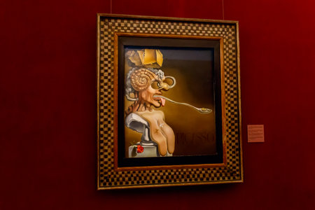 Figueres, Spain - March 20, 2024: Artwork "Portrait of Pablo Picasso in the Twenty-first Century" 1947 by Salvador Dali in Dali Theater-Museum in Figueres, Spainのeditorial素材