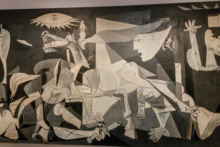 Madrid, Spain - February 21, 2024: Painting Guernica, 1937 by Pablo Picasso in Queen Sofia National Museum Art Centre, Madrid, Spainのeditorial素材