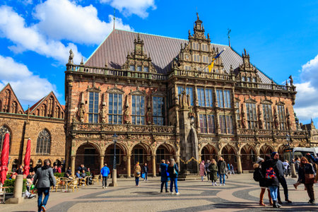 Bremen, Germany - April 2, 2022: Bremen City Hall or Rathaus in the old town of Bremen, Germanyのeditorial素材