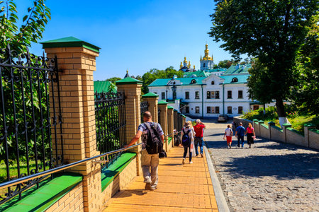 Kiev, Ukraine - August 24, 2019: View of the Kiev Pechersk Lavra, also known as the Kiev Monastery...
