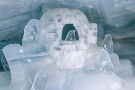 Ice sculptures in Ice Palace of Jungfraujoch Station in Switzerland