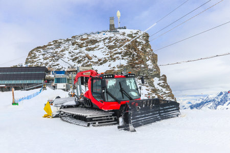 Snowcat, machine for snow removal, preparation ski trails, snow groomerの写真素材