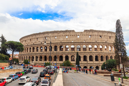 Rome, Italy - March 2, 2023: Colosseum or Flavian Amphitheater in Rome, Italy