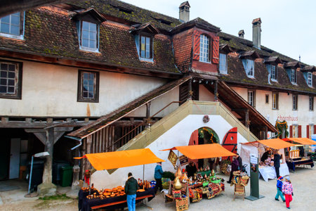 Koeniz, Switzerland - December 3, 2022: Christmas market in Koeniz, Bern canton, Switzerlandのeditorial素材