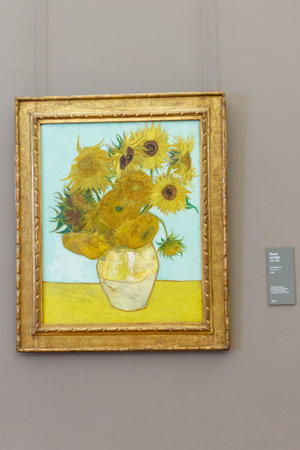 Munich, Germany - May 12, 2024: Artwork "Sunflowers" 1888 by Vincent van Gogh in Old Pinakothek in Munich, Germanyのeditorial素材