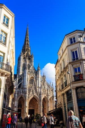 Rouen, France - October 20, 2023: The church of Saint-Maclou church in Rouen, France. One of the best examples of the Flamboyant style of Gothic architecture in Franceのeditorial素材