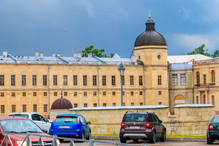 Gatchina, Russia - June 27, 2019: Great Gatchina Palace is a palace in Gatchina, suburb of St. Petersburg, Russiaのeditorial素材