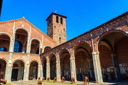 Basilica of Sant'Ambrogio in Milan, Italyの写真素材