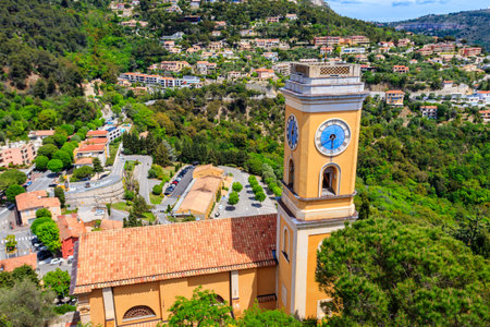 Church of Our Lady Assumption (Notre Dame de l'Assomption) in the medieval village of Eze, French Riviera, Franceの写真素材