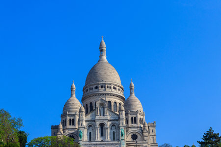 Basilica of the Sacred Heart of Montmartre, commonly known as Sacre-Coeur Basilica in Paris, Franceの写真素材